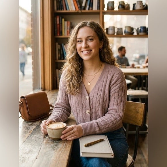 Altar'd State Sweaters - Altar’d State Women's Mocha Cable Knit Cropped Sweater NWT